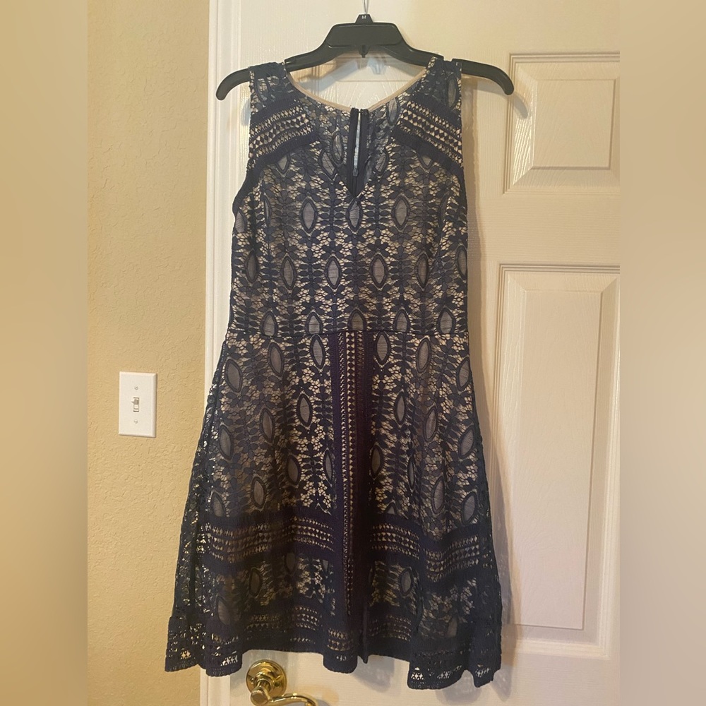 Navy lace shift dress